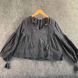 Ulla Johnson Charcoal V-Neck Blouse